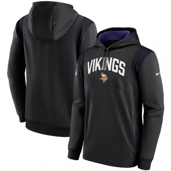 Men Minnesota Vikings Black Sideline Stack Performance Pullover Hoodie 002 Men Minnesota Vikings Black Sideline Stack Performance Pullover Hoodie 002