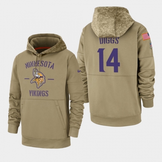 Mens Minnesota Vikings 14 Stefon Diggs 2019 Salute to Service Sideline Therma Pullover Hoodie Tan Mens Minnesota Vikings 14 Stefon Diggs 2019 Salute to Service Sideline Therma Pullover Hoodie Tan