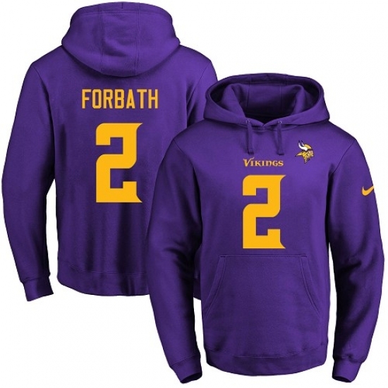 NFL Mens Nike Minnesota Vikings 2 Kai Forbath PurpleGold No Name Number Pullover Hoodie NFL Mens Nike Minnesota Vikings 2 Kai Forbath PurpleGold No Name Number Pullover Hoodie