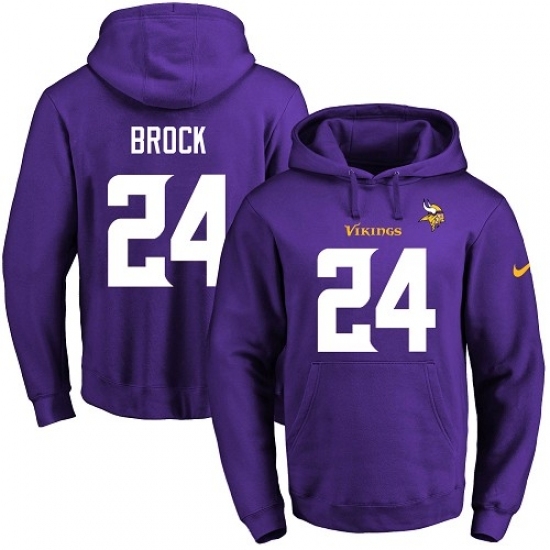 NFL Mens Nike Minnesota Vikings 24 Tramaine Brock Purple Name Number Pullover Hoodie NFL Mens Nike Minnesota Vikings 24 Tramaine Brock Purple Name Number Pullover Hoodie
