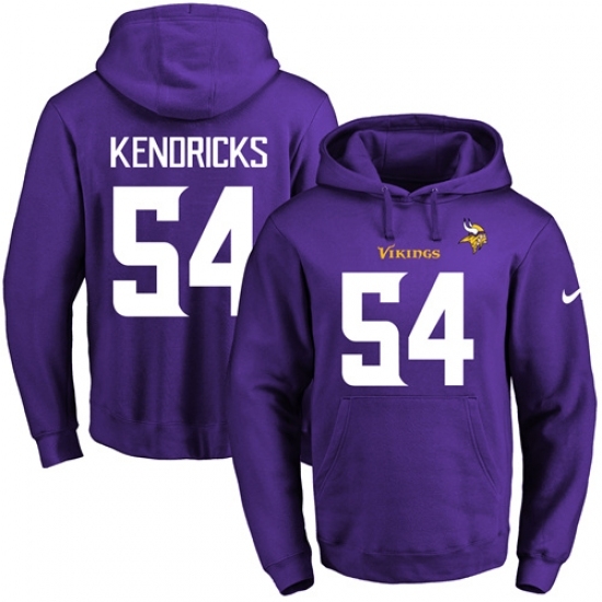 NFL Mens Nike Minnesota Vikings 54 Eric Kendricks Purple Name Number Pullover Hoodie NFL Mens Nike Minnesota Vikings 54 Eric Kendricks Purple Name Number Pullover Hoodie