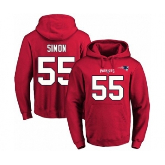 Football Mens New England Patriots 55 John Simon Red Name Number Pullover Hoodie Football Mens New England Patriots 55 John Simon Red Name Number Pullover Hoodie