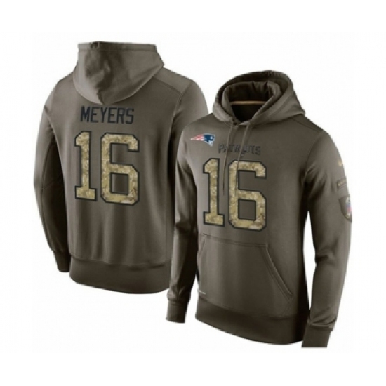 Football New England Patriots 16 Jakobi Meyers Green Salute To Service Mens Pullover Hoodie Football New England Patriots 16 Jakobi Meyers Green Salute To Service Mens Pullover Hoodie