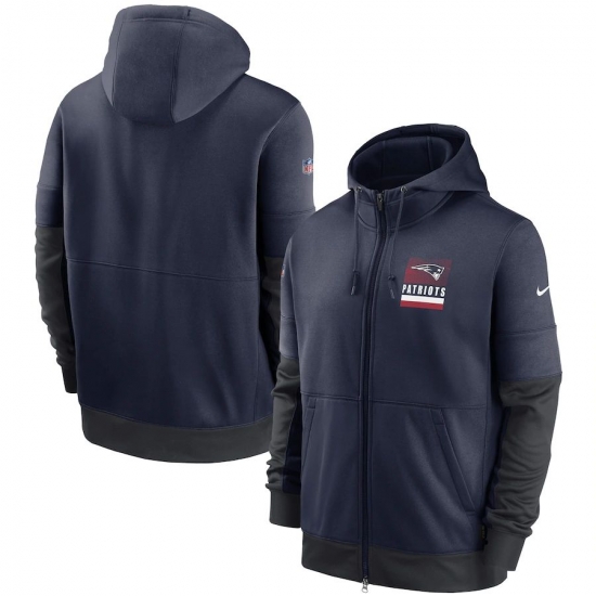Men New England Patriots Nike Sideline Impact Lockup Performance Full Zip Hoodie Navy Men New England Patriots Nike Sideline Impact Lockup Performance Full Zip Hoodie Navy