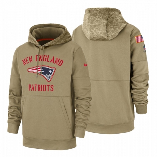 Mens New England Patriots 2019 Salute to Service Tan Sideline Therma Pullover Hoodie Mens New England Patriots 2019 Salute to Service Tan Sideline Therma Pullover Hoodie