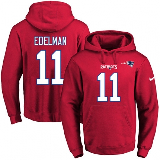 NFL Mens Nike New England Patriots 11 Julian Edelman Red Name Number Pullover Hoodie NFL Mens Nike New England Patriots 11 Julian Edelman Red Name Number Pullover Hoodie
