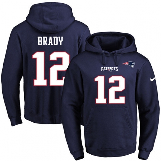 NFL Mens Nike New England Patriots 12 Tom Brady Navy Blue Name Number Pullover Hoodie NFL Mens Nike New England Patriots 12 Tom Brady Navy Blue Name Number Pullover Hoodie