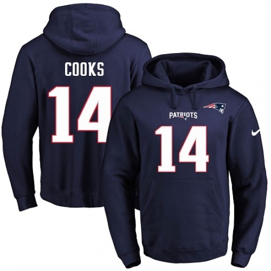 NFL Mens Nike New England Patriots 14 Brandin Cooks Navy Blue Name Number Pullover Hoodie NFL Mens Nike New England Patriots 14 Brandin Cooks Navy Blue Name Number Pullover Hoodie