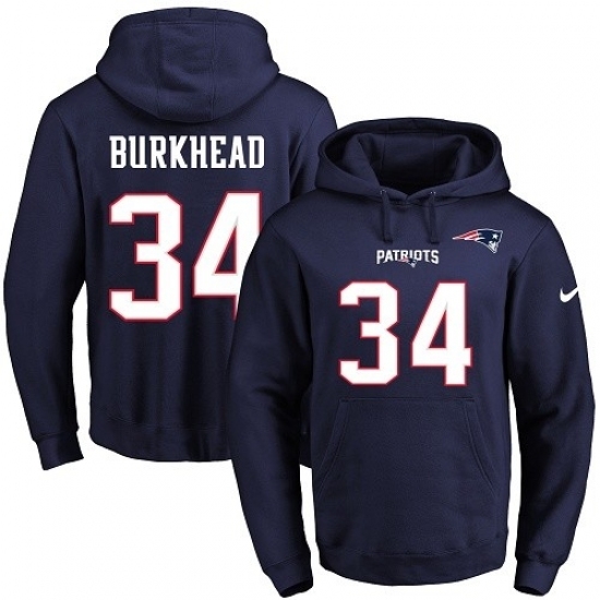 NFL Mens Nike New England Patriots 34 Rex Burkhead Navy Blue Name Number Pullover Hoodie NFL Mens Nike New England Patriots 34 Rex Burkhead Navy Blue Name Number Pullover Hoodie