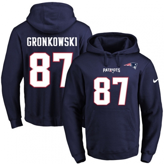 NFL Mens Nike New England Patriots 87 Rob Gronkowski Navy Blue Name Number Pullover Hoodie NFL Mens Nike New England Patriots 87 Rob Gronkowski Navy Blue Name Number Pullover Hoodie