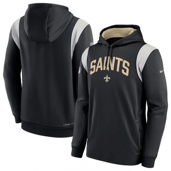 Men New Orleans Saints Black Sideline Stack Performance Pullover Hoodie 001 Men New Orleans Saints Black Sideline Stack Performance Pullover Hoodie 001