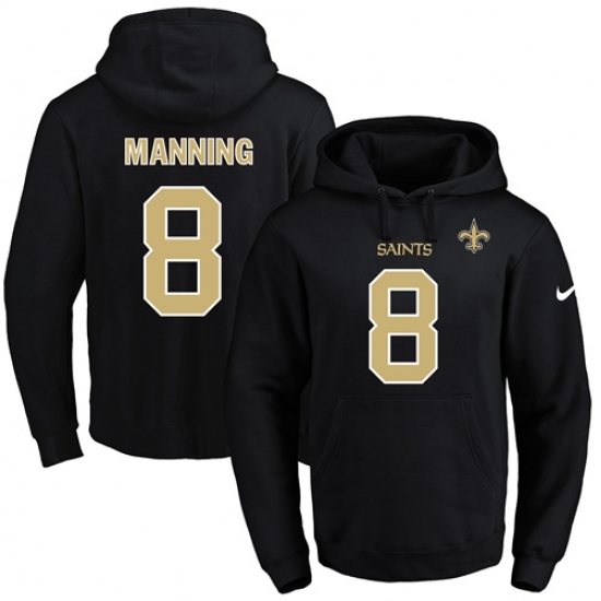 NFL Mens Nike New Orleans Saints 8 Archie Manning Black Name Number Pullover Hoodie NFL Mens Nike New Orleans Saints 8 Archie Manning Black Name Number Pullover Hoodie