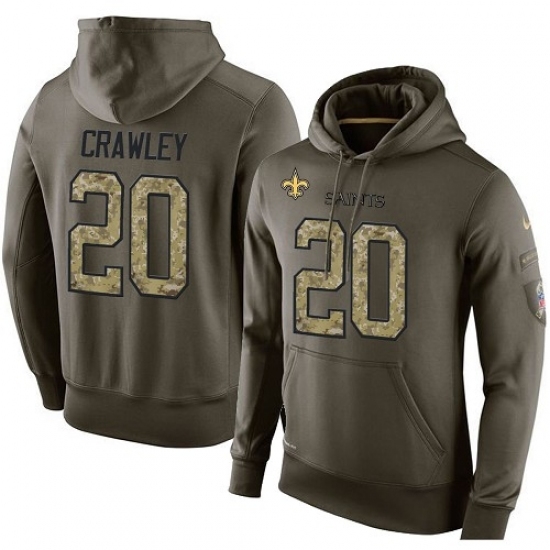 NFL Nike New Orleans Saints 20 Ken Crawley Green Salute To Service Mens Pullover Hoodie NFL Nike New Orleans Saints 20 Ken Crawley Green Salute To Service Mens Pullover Hoodie