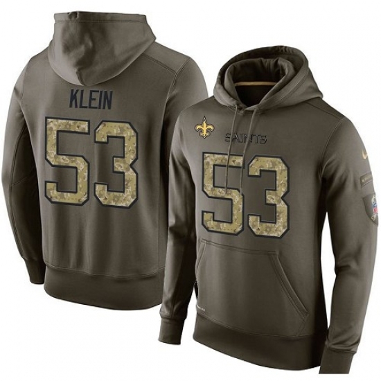NFL Nike New Orleans Saints 53 AJ Klein Green Salute To Service Mens Pullover Hoodie NFL Nike New Orleans Saints 53 AJ Klein Green Salute To Service Mens Pullover Hoodie