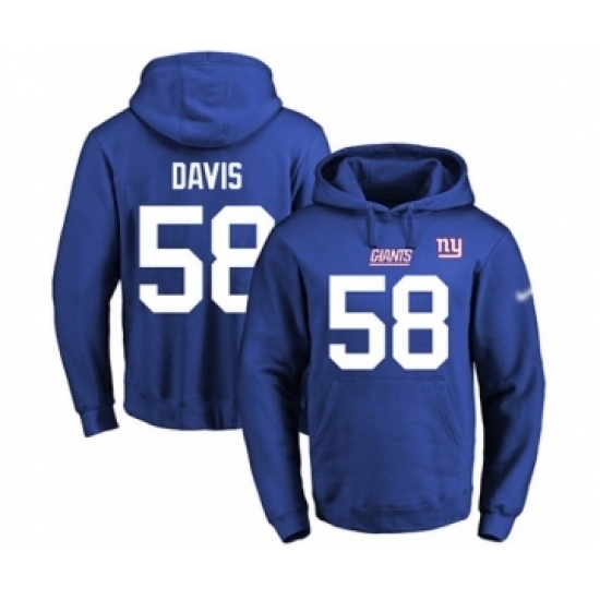 Football Mens New York Giants 58 Tae Davis Royal Blue Name Number Pullover Hoodie Football Mens New York Giants 58 Tae Davis Royal Blue Name Number Pullover Hoodie