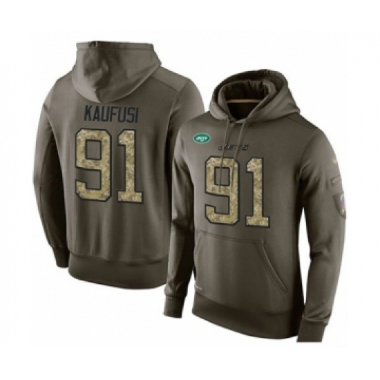 Football Mens New York Jets 91 Bronson Kaufusi Green Salute To Service Pullover Hoodie Football Mens New York Jets 91 Bronson Kaufusi Green Salute To Service Pullover Hoodie