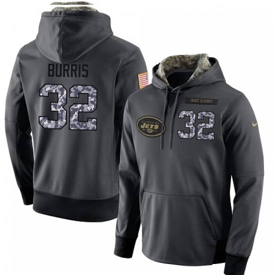NFL Mens Nike New York Jets 32 Juston Burris Stitched Black Anthracite Salute to Service Player Performance Hoodie NFL Mens Nike New York Jets 32 Juston Burris Stitched Black Anthracite Salute to Service Player Performance Hoodie