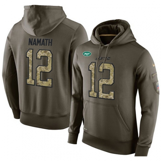 NFL Nike New York Jets 12 Joe Namath Green Salute To Service Mens Pullover Hoodie NFL Nike New York Jets 12 Joe Namath Green Salute To Service Mens Pullover Hoodie