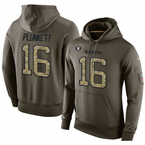 NFL Nike Oakland Raiders 16 Jim Plunkett Green Salute To Service Mens Pullover Hoodie NFL Nike Oakland Raiders 16 Jim Plunkett Green Salute To Service Mens Pullover Hoodie