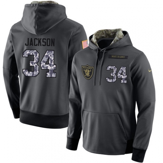 NFL Nike Oakland Raiders 34 Bo Jackson Stitched Black Anthracite Salute to Service Player Performance Hoodie NFL Nike Oakland Raiders 34 Bo Jackson Stitched Black Anthracite Salute to Service Player Performance Hoodie