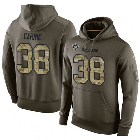 NFL Nike Oakland Raiders 38 TJ Carrie Green Salute To Service Mens Pullover Hoodie NFL Nike Oakland Raiders 38 TJ Carrie Green Salute To Service Mens Pullover Hoodie