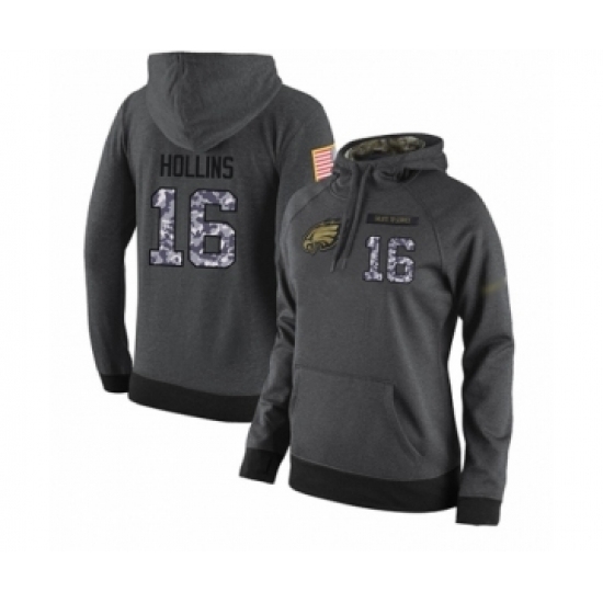 Football Womens Philadelphia Eagles 16 Mack Hollins Stitched Black Anthracite Salute to Service Player Performance Hoodie Football Womens Philadelphia Eagles 16 Mack Hollins Stitched Black Anthracite Salute to Service Player Performance Hoodie