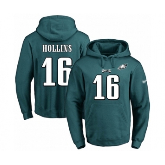 Football Mens Philadelphia Eagles 16 Mack Hollins Green Name Number Pullover Hoodie Football Mens Philadelphia Eagles 16 Mack Hollins Green Name Number Pullover Hoodie