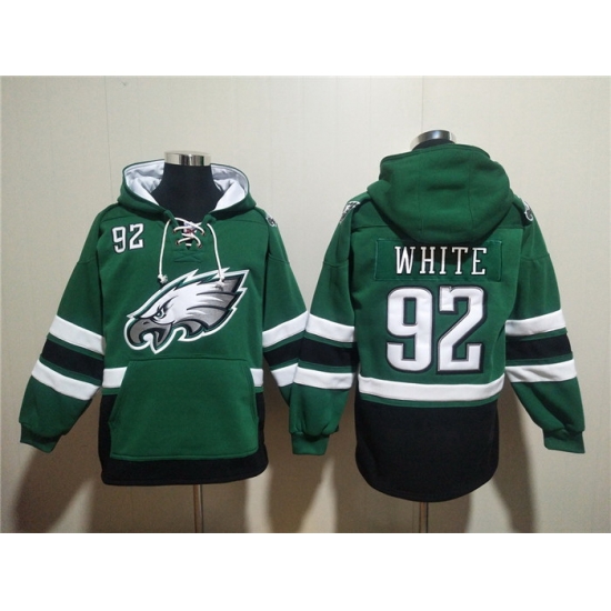 Men Philadelphia Eagles 92 Reggie White Green Ageless Must Have Lace Up Pullover Hoodie Men Philadelphia Eagles 92 Reggie White Green Ageless Must Have Lace Up Pullover Hoodie