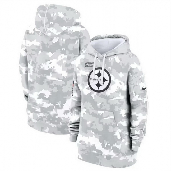 Women Pittsburgh Steelers 2024 Arctic Camo Salute To Service Club Fleece Pullover Hoodie