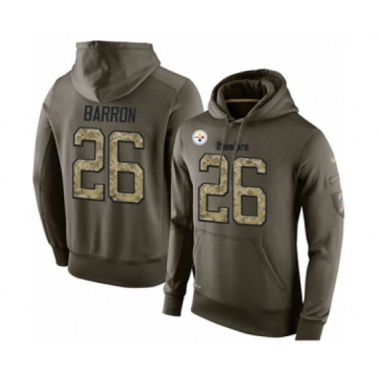 Football Mens Pittsburgh Steelers 26 Mark Barron Green Salute To Service Pullover Hoodie Football Mens Pittsburgh Steelers 26 Mark Barron Green Salute To Service Pullover Hoodie