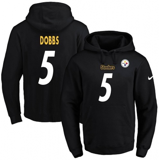 NFL Mens Nike Pittsburgh Steelers 5 Joshua Dobbs Black Name Number Pullover Hoodie NFL Mens Nike Pittsburgh Steelers 5 Joshua Dobbs Black Name Number Pullover Hoodie