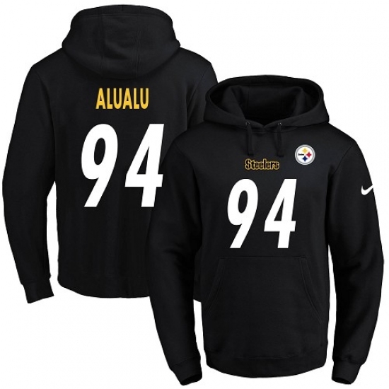 NFL Mens Nike Pittsburgh Steelers 94 Tyson Alualu Black Name Number Pullover Hoodie NFL Mens Nike Pittsburgh Steelers 94 Tyson Alualu Black Name Number Pullover Hoodie