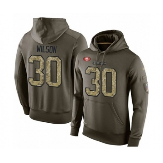 Football Mens San Francisco 49ers 30 Jeff Wilson Green Salute To Service Pullover Hoodie Football Mens San Francisco 49ers 30 Jeff Wilson Green Salute To Service Pullover Hoodie