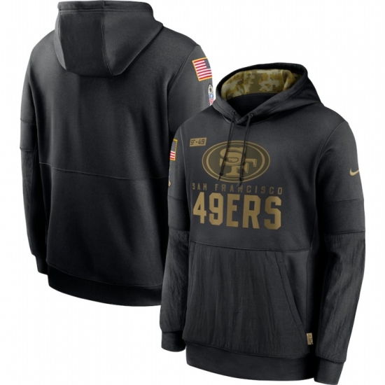 Men San Francisco 49ers Nike 2020 Salute to Service Sideline Performance Pullover Hoodie Black Men San Francisco 49ers Nike 2020 Salute to Service Sideline Performance Pullover Hoodie Black