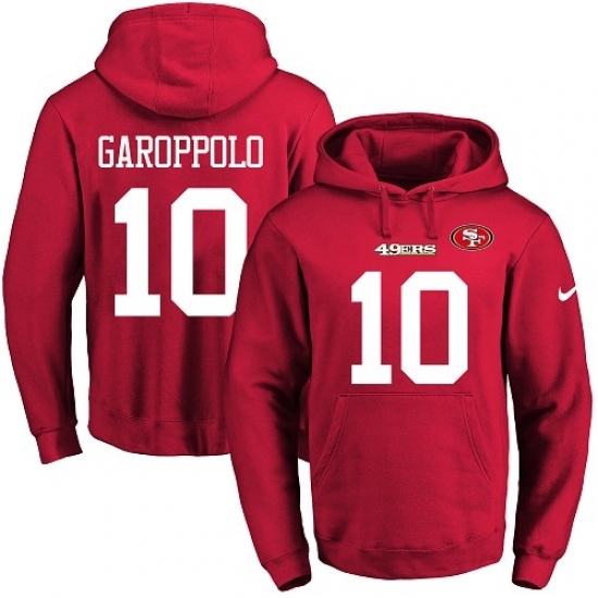 NFL Mens Nike San Francisco 49ers 10 Jimmy Garoppolo Red Name Number Pullover Hoodie NFL Mens Nike San Francisco 49ers 10 Jimmy Garoppolo Red Name Number Pullover Hoodie