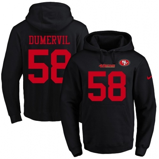 NFL Mens Nike San Francisco 49ers 58 Elvis Dumervil Black Name Number Pullover Hoodie NFL Mens Nike San Francisco 49ers 58 Elvis Dumervil Black Name Number Pullover Hoodie