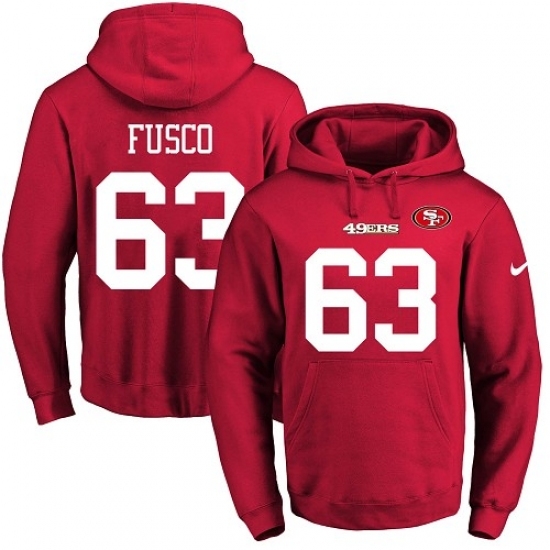 NFL Mens Nike San Francisco 49ers 63 Brandon Fusco Red Name Number Pullover Hoodie NFL Mens Nike San Francisco 49ers 63 Brandon Fusco Red Name Number Pullover Hoodie