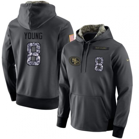 NFL Mens Nike San Francisco 49ers 8 Steve Young Stitched Black Anthracite Salute to Service Player Performance Hoodie NFL Mens Nike San Francisco 49ers 8 Steve Young Stitched Black Anthracite Salute to Service Player Performance Hoodie