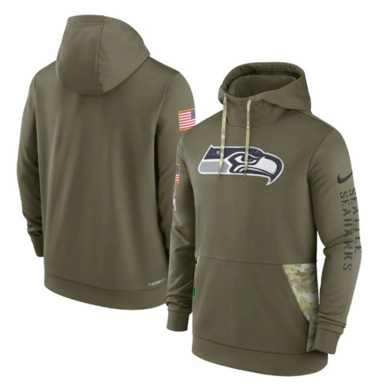 Men Seattle Seahawks 2022 Olive Salute To Service Therma Performance Pullover Hoodie Men Seattle Seahawks 2022 Olive Salute To Service Therma Performance Pullover Hoodie