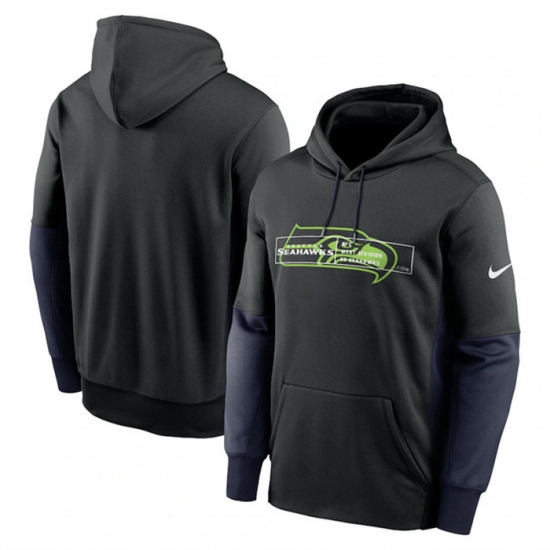 Men Seattle Seahawks Black Color Block Fleece Performance Pullover Hoodie Men Seattle Seahawks Black Color Block Fleece Performance Pullover Hoodie