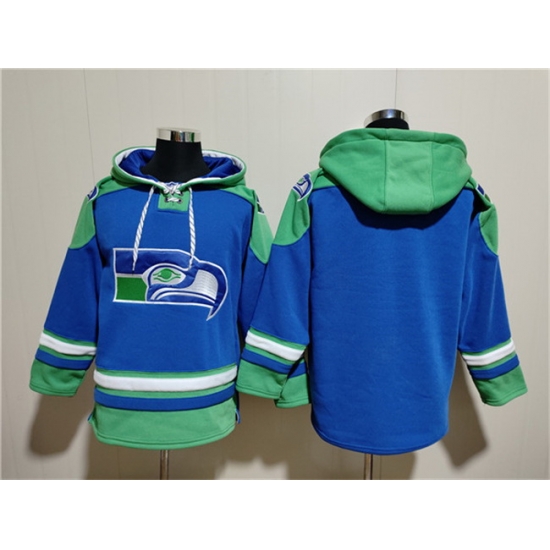 Men Seattle Seahawks Blank Royal Ageless Must Have Lace Up Pullover Hoodie Men Seattle Seahawks Blank Royal Ageless Must Have Lace Up Pullover Hoodie