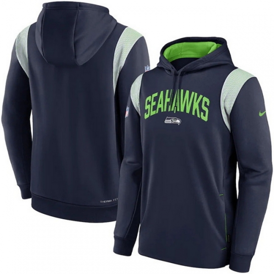 Men Seattle Seahawks College Navy Sideline Stack Performance Pullover Hoodie 002 Men Seattle Seahawks College Navy Sideline Stack Performance Pullover Hoodie 002