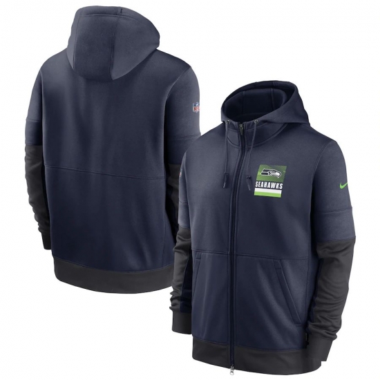 Men Seattle Seahawks Nike Sideline Impact Lockup Performance Full Zip Hoodie College Navy Men Seattle Seahawks Nike Sideline Impact Lockup Performance Full Zip Hoodie College Navy