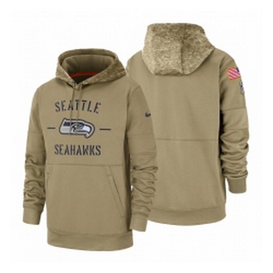 Mens Seattle Seahawks 2019 Salute to Service Tan Sideline Therma Pullover Hoodie Mens Seattle Seahawks 2019 Salute to Service Tan Sideline Therma Pullover Hoodie