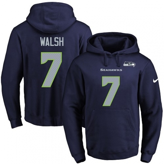 NFL Mens Nike Seattle Seahawks 7 Blair Walsh Navy Blue Name Number Pullover Hoodie NFL Mens Nike Seattle Seahawks 7 Blair Walsh Navy Blue Name Number Pullover Hoodie