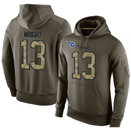 NFL Nike Tennessee Titans 13 Kendall Wright Green Salute To Service Mens Pullover Hoodie NFL Nike Tennessee Titans 13 Kendall Wright Green Salute To Service Mens Pullover Hoodie