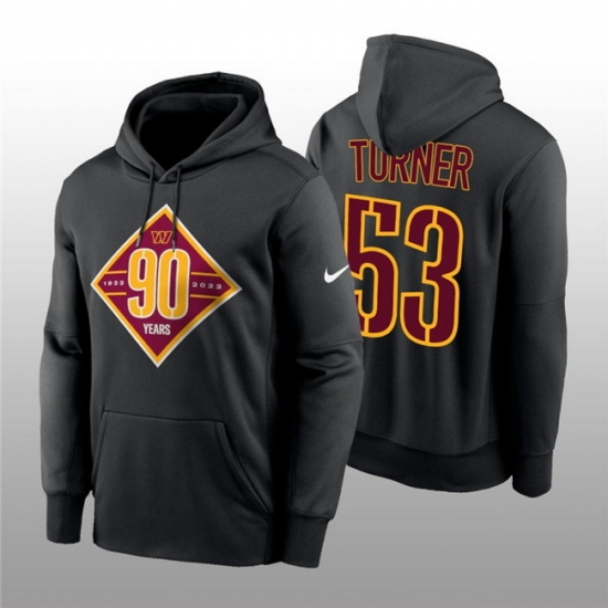Men Washington Commanders 53 Trai Turner Black 90th Anniversary Performance Pullover Hoodie Men Washington Commanders 53 Trai Turner Black 90th Anniversary Performance Pullover Hoodie