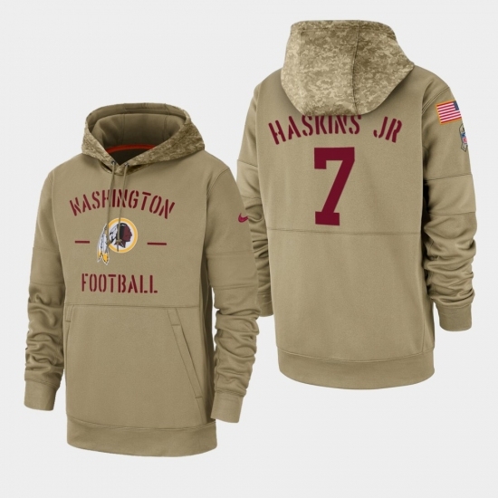 Mens Washington Redskins 7 Dwayne Haskins Jr 2019 Salute to Service Sideline Therma Pullover Hoodie Tan Mens Washington Redskins 7 Dwayne Haskins Jr 2019 Salute to Service Sideline Therma Pullover Hoodie Tan