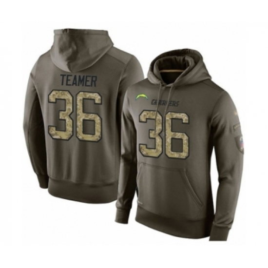 Football Los Angeles Chargers 36 Roderic Teamer Green Salute To Service Mens Pullover Hoodie Football Los Angeles Chargers 36 Roderic Teamer Green Salute To Service Mens Pullover Hoodie