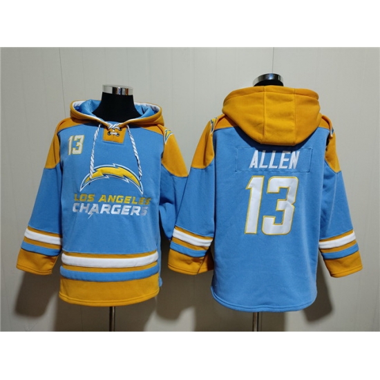 Men Los Angeles Chargers 13 Keenan Allen Blue Ageless Must Have Lace Up Pullover Hoodie Men Los Angeles Chargers 13 Keenan Allen Blue Ageless Must Have Lace Up Pullover Hoodie